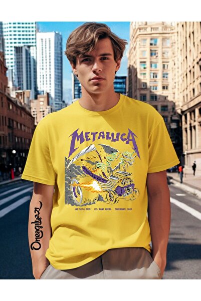 oneagılyazı Metallica Baskılı Erkek Oversize T-Shirt