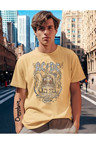 oneagılyazı Ac Dc Printed Men's Oversize T-Shirt