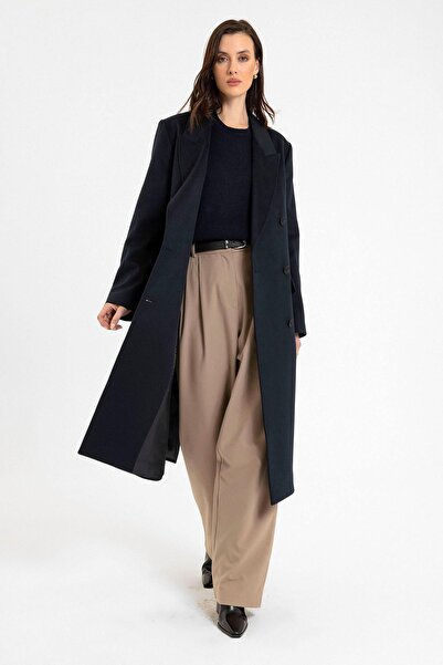 Antioch Navy Blue Women's Double Breasted Long Coat