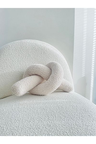 Cherry Bloom Cotton Bohemian Teddy Sausage - White Pillow