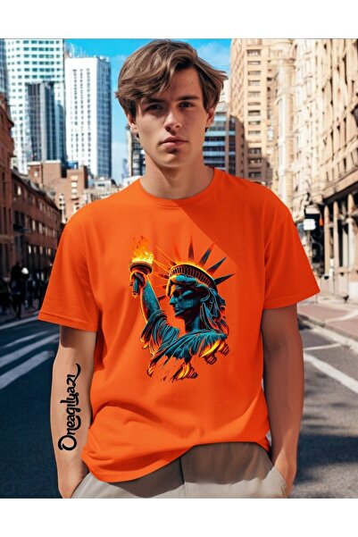 oneagılyazı Ανδρικό μπλουζάκι oversized του Άγαλμα της Ελευθερίας με τύπωμα