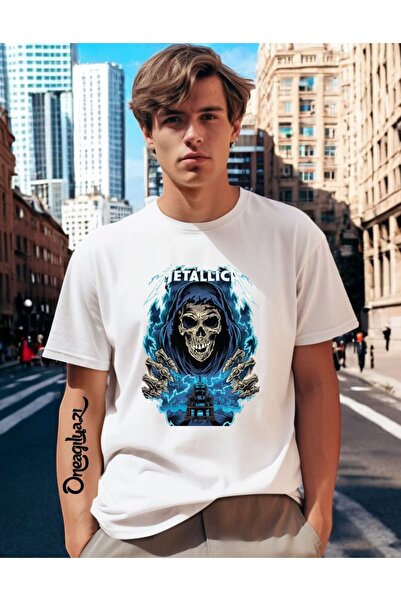 oneagılyazı Metallica Printed Men's Oversize T-Shirt