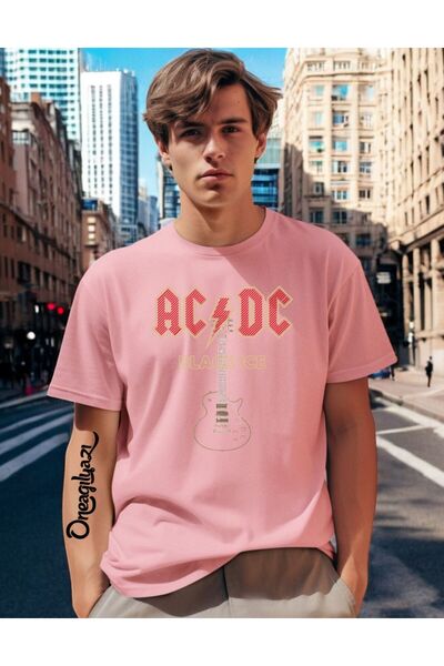 oneagılyazı AC DC Печатна мъжка тениска с голям размер
