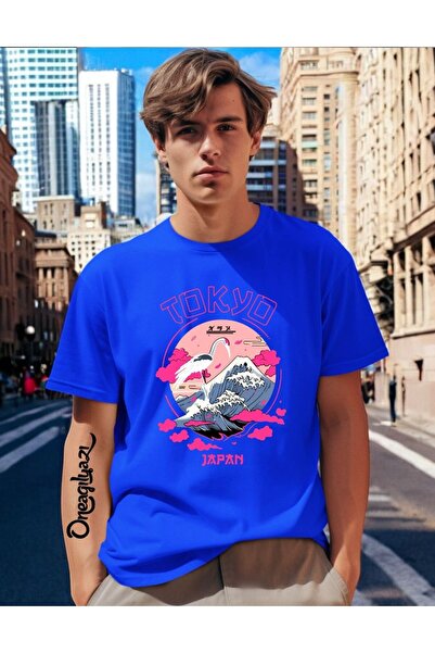 oneagılyazı Токио Печатна мъжка тениска с голям размер