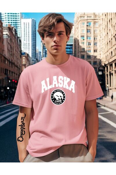 oneagılyazı Мъжка тениска с голям размер с принт „Аляска“