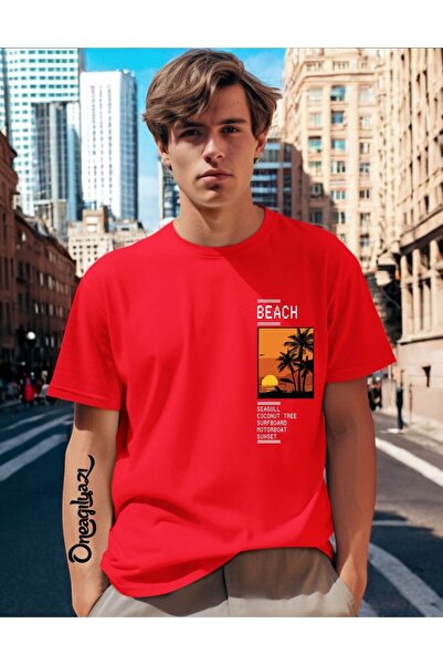 H&GHAMLEGİYİM Beach Printed Men's Oversize T-Shirt