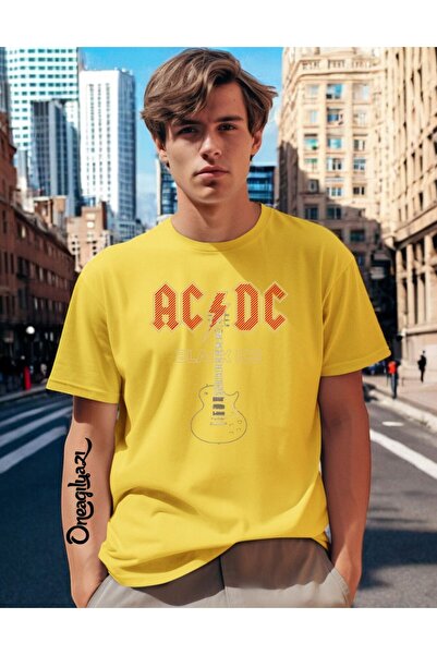 H&GHAMLEGİYİM Ac Dc Printed Men's Oversize T-Shirt