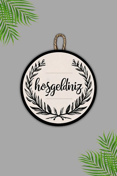 Dormot Wooden Digital Print - Wreath Design Welcome - Door Ornament