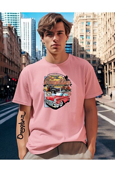 H&GHAMLEGİYİM Car Printed Men's Oversize T-Shirt