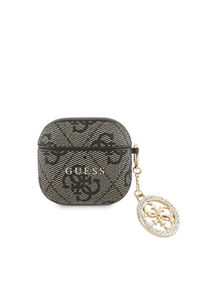Guess Guess Licensed Classic 4g Patterned Rhinestone Ornamental Chain Case for AirPods 4 Case Brown