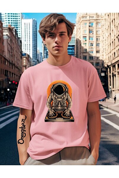 oneagılyazı Tricou oversize pentru bărbați cu imprimeu astronaut