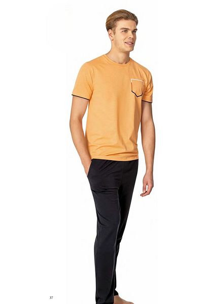 Pierre Cardin Set pijamale pentru bărbați, tricou și pantaloni de trening, cu imprimeu dublu L1.PC.004.12.20