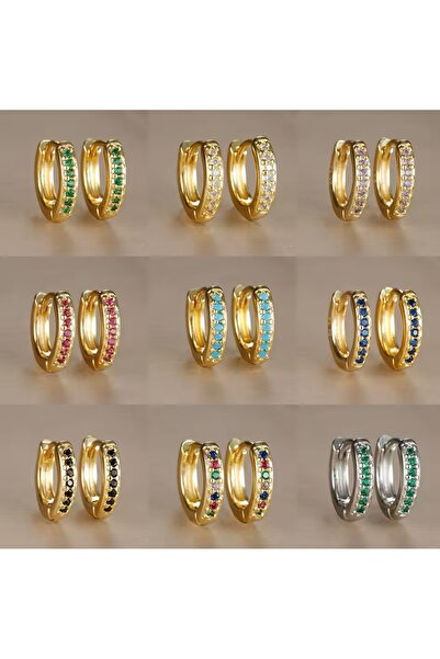 BY DİLEK ÇETİN ACCESSORY Gold kaplama 6 mm lacivert taşlı halka piercing