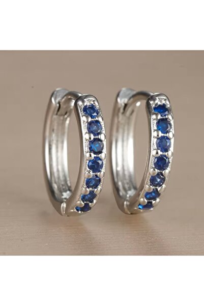BY DİLEK ÇETİN ACCESSORY Silver Kaplama 6 Mm Lacivert Taşlı Halka Piercing(1A...