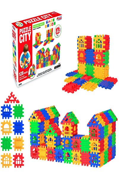 a v d a Waffle Puzzle City 128 Parça Eğitici Yapı Bloklar Puzzle Blok Seti