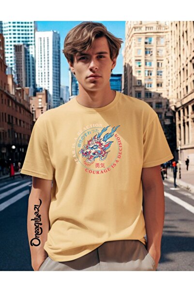 oneagılyazı Fear Reaction Printed Men's Oversize T-Shirt