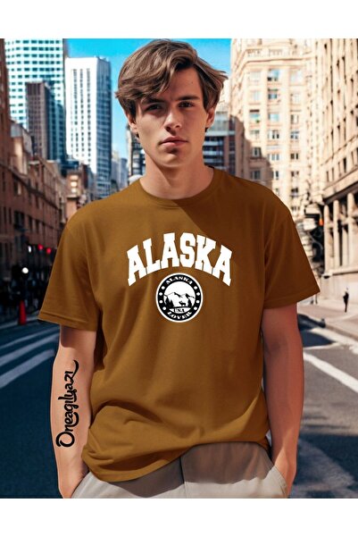 oneagılyazı Мъжка тениска с голям размер с принт „Аляска“