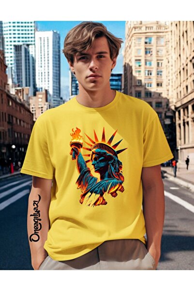 oneagılyazı Statue of Liberty Printed Men's Oversize T-Shirt