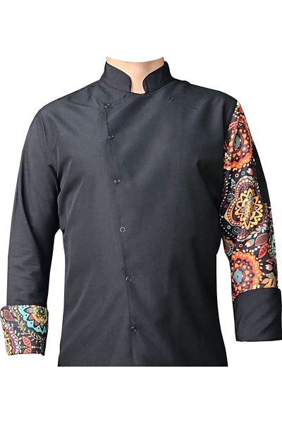 Ant Rotagrup Üniforma ve İş Elbiseleri Unisex Cook Jacket - Patterned, Snap Fastener, Long Sleeve, Chef Cook Kitchen Jacket Mandala