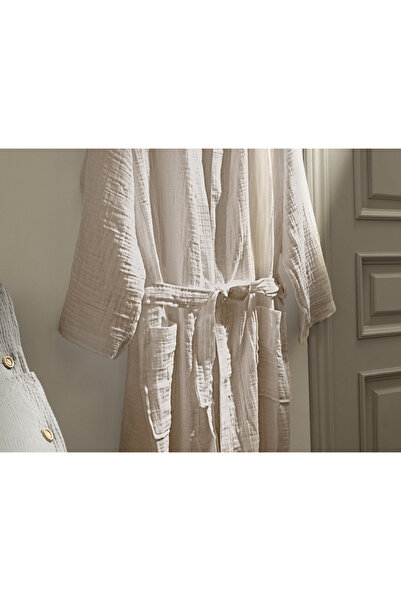 Madame Coco Zoe Müslin %100 Pamuk Bornoz - Bej