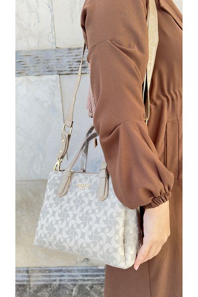 Cacharel Cacharel Paris Women's Beige Color 4 Compartments Hand and Shoulder Bag