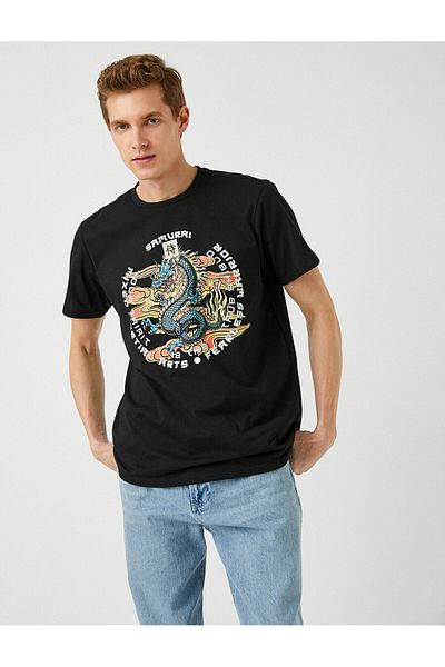 Koton Comfortable Fit Dragon Printed T-Shirt