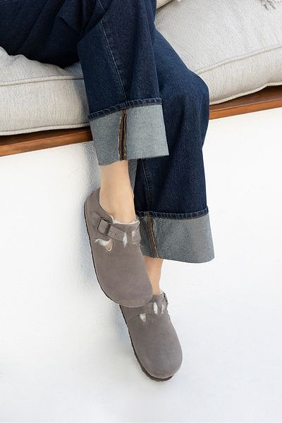 Uniqueqoop Παπούτσια Oxford Γνήσια Suede Cork Sole Fur