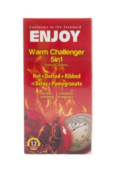 Enjoy Warm Challenger 5 in 1 Premium Condoms 12 Count