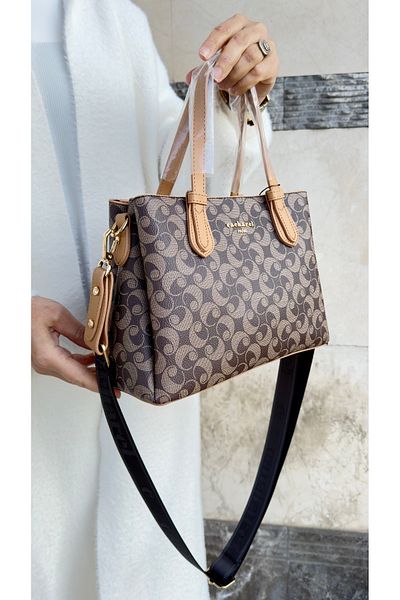 Cacharel Cacharel Paris Women's Coffee Camel 4 Compartments Hand and Shoulder Bag