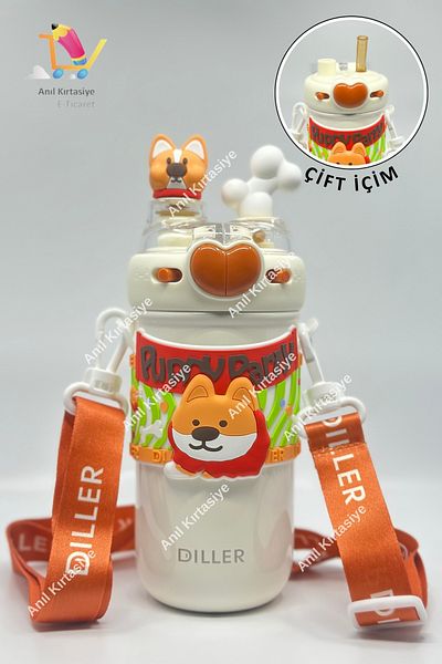 Vagonlife 520 ml Steel Thermos - Languages Cute and Double Lid Dog