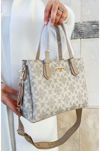 Cacharel Cacharel Paris Women's Beige Color 4 Compartments Hand and Shoulder Bag