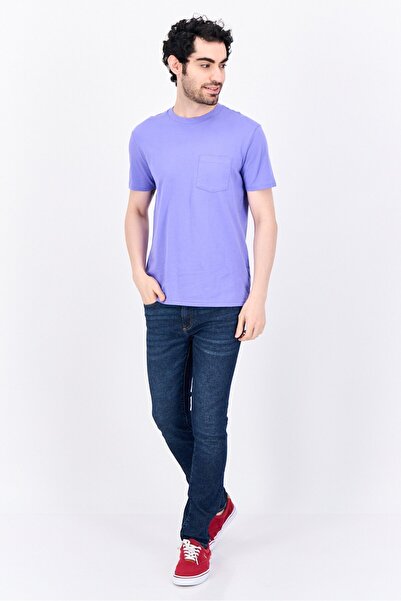 GAP Men Crew Neck Short Sleeves Plain T-Shirt, Pastel Purple