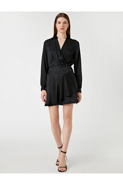 Koton Saténové minišaty s košilovým límečkem - detail setrvačníku