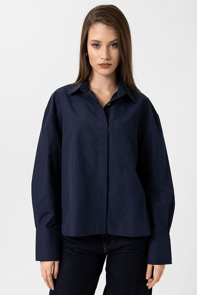 Antioch Navy Blue Women's Basic Poplin Shirt