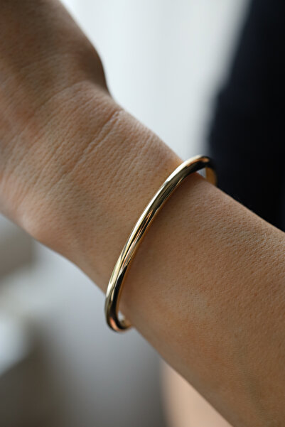 Yenigün Kuyumculuk 14 Ayar Altın Düz Sade Bombeli Kelepçe