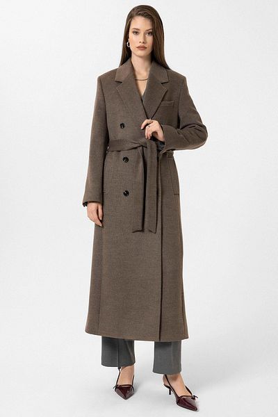 Antioch Light Brown Women's Belted Double Breasted Coat