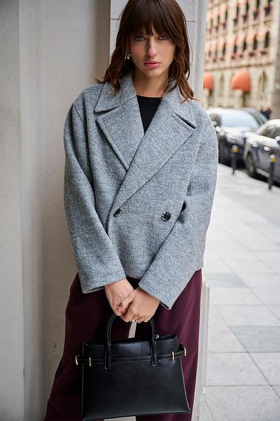 Antioch Gray Women's Wool Blended Double Breasted Closure Coat