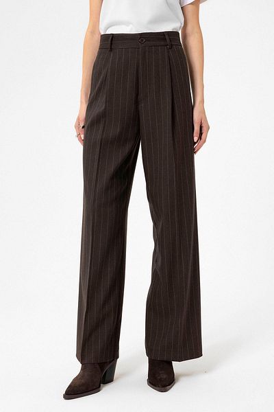 Antioch Coffee Women's High Waist Pleated Striped Pants