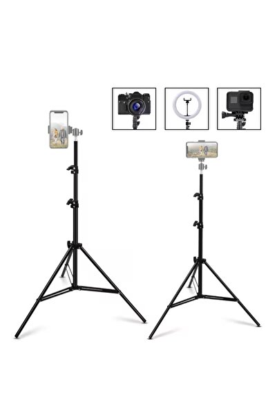 Asfal Bluetooth Kumandalı 210 Cm Tripod Telefon Tutuculu Selfie Çubuğu Telefon, Kamera Ve Lamba Tripodu