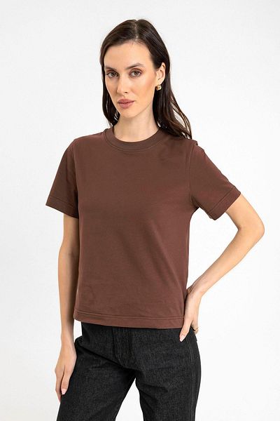 Antioch Brown Women's Crew Neck Basic T-Shirt