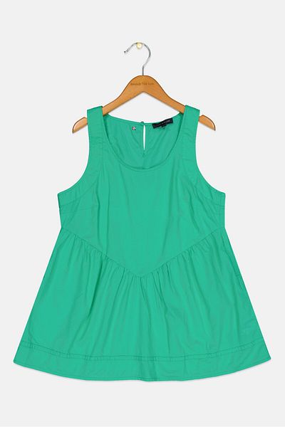 Tommy Hilfiger Kids Girl Round Neck Sleeveless Solid Top, Green