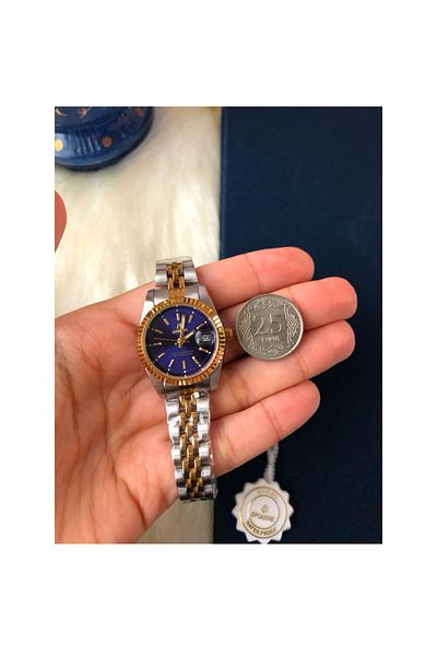 Sportive Gold Silver Color Navy Blue Dial Women's Watch