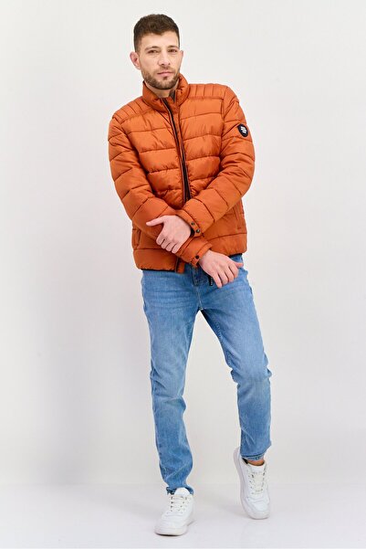 Pepe Jeans Men Quilted Soft Shell Jacket, Rust