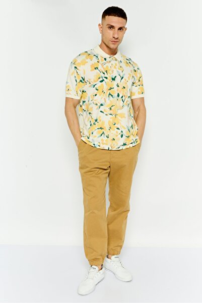 GAP Men Regular Fit Floral Print Short Sleeves Polo Shirt, Yellow