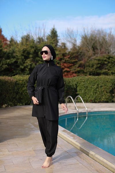 dilber fashion Σετ μαγιό Hijab με κορδόνι που δένει τη μέση με μπόνε και τσάντα δώρο