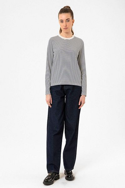 Antioch Navy Blue Women's Striped Seasonal Sweater