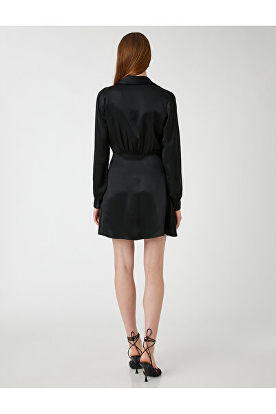 Koton Saténové minišaty s košilovým límečkem - detail setrvačníku