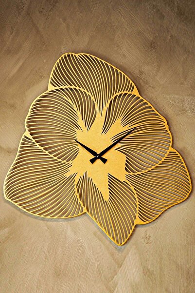 Artepera Azalea Metal Sessiz Duvar Saati - 49x49 Cm - Altın Renk - Ev Ofis Dekorasyonları Aps039