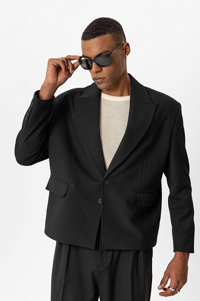 Antioch Black Crop Fit Men's Blazer Jacket