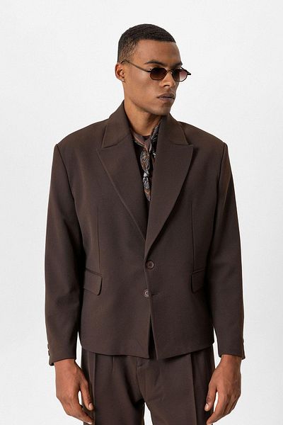 Antioch Dark Brown Crop Fit Men's Blazer Jacket